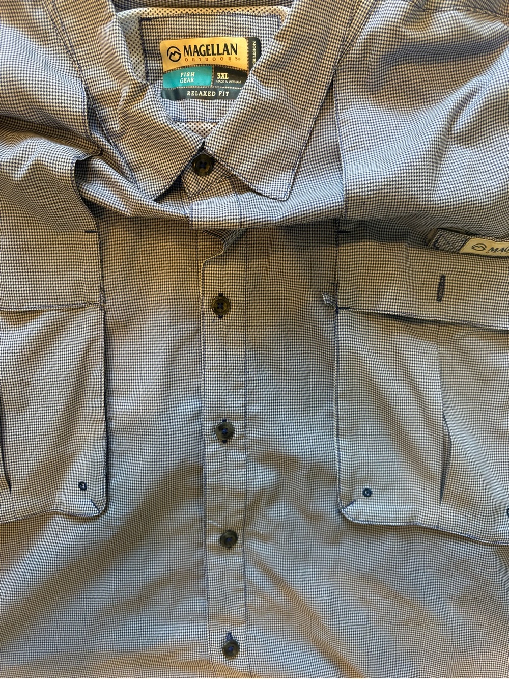 Magellan Outdoors Men’s Short Sleeve Button-Down Shirt - Blue - Picture 3 of 5
